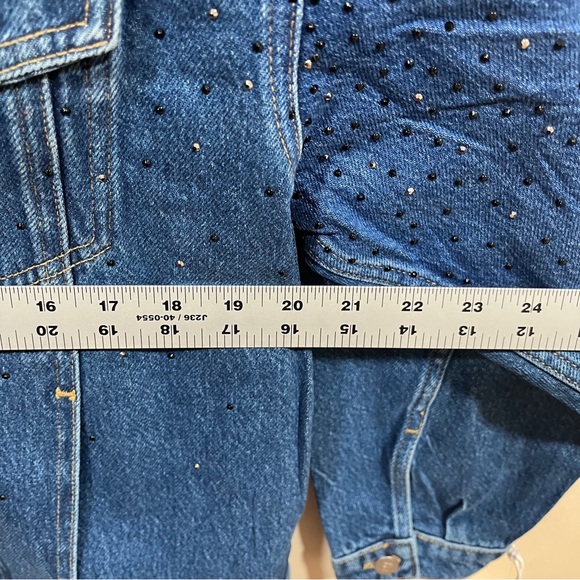 NWT Anthropologie Pilcro Weston Rhinestone Denim Boyfriend Jacket- Small country - Picture 9 of 11